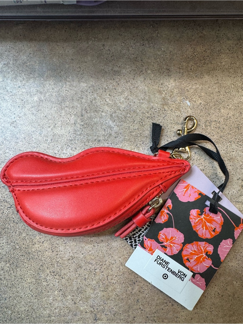 Diane Von Furstenberg Red Lip-Shaped Key & Card Holder